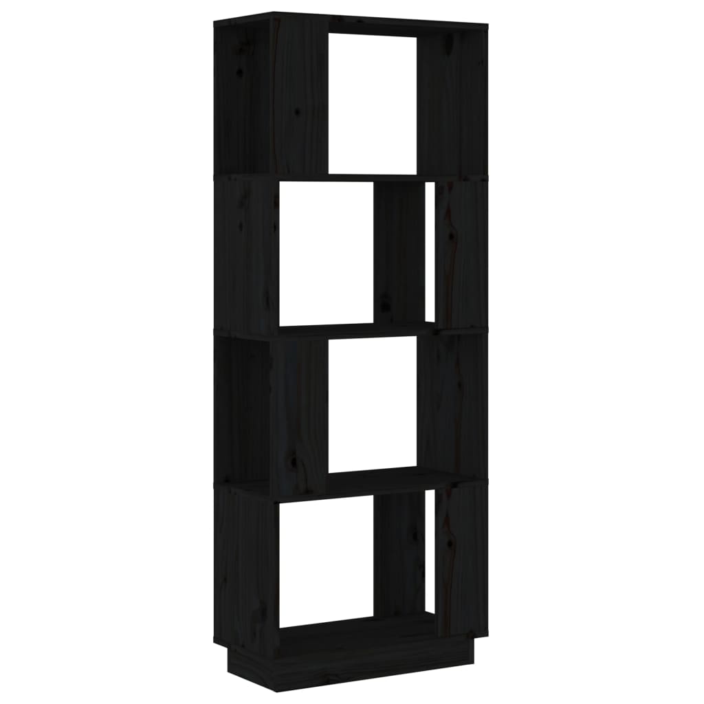 Boekenkast/Kamerscherm 51X25X132 Cm Massief Grenenhout Zwart