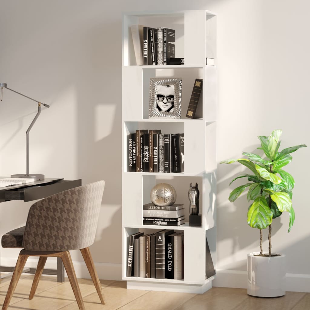 Boekenkast/Kamerscherm 51X25X163,5 Cm Massief Grenenhout Wit