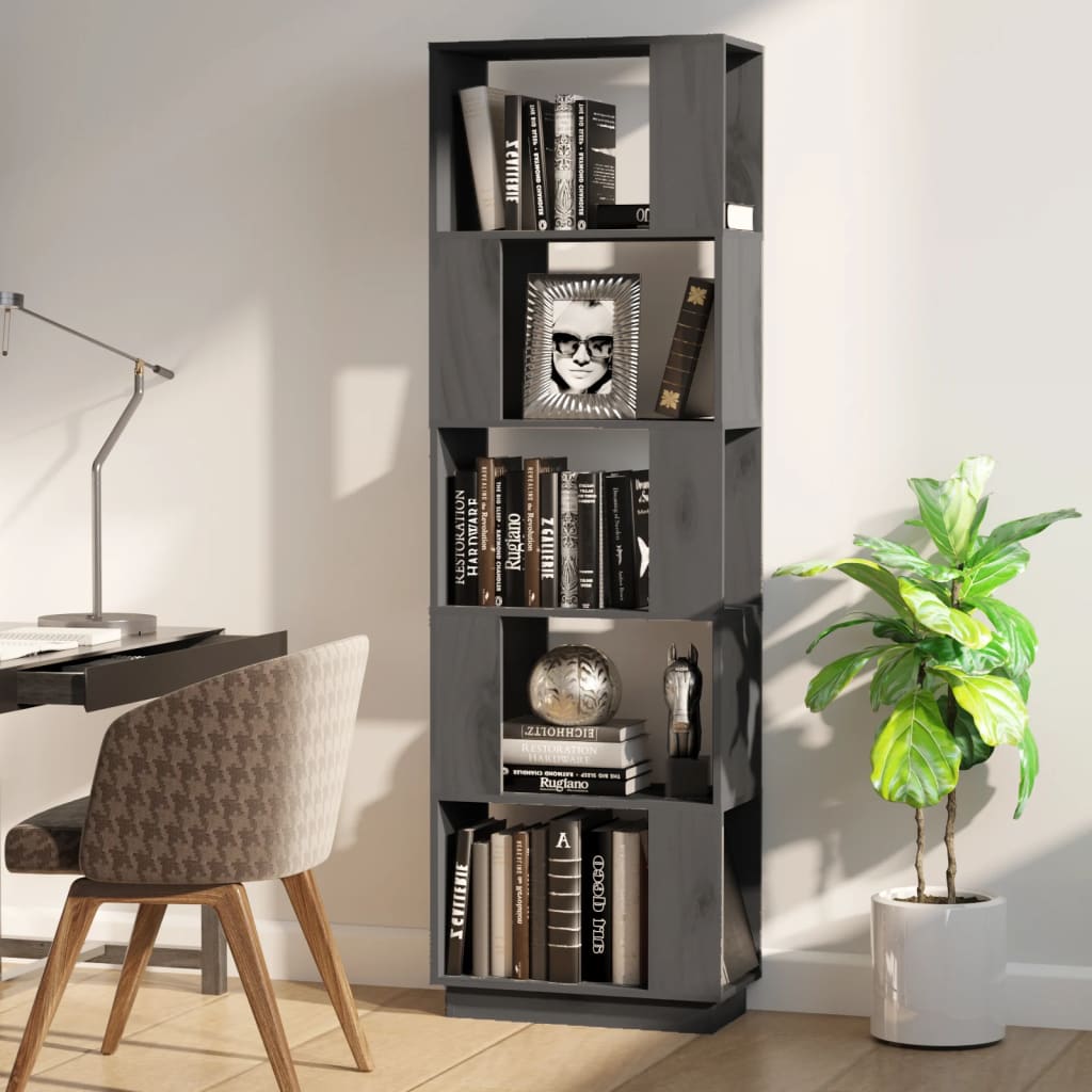 Boekenkast/Kamerscherm 51X25X163,5 Cm Massief Grenenhout Grijs