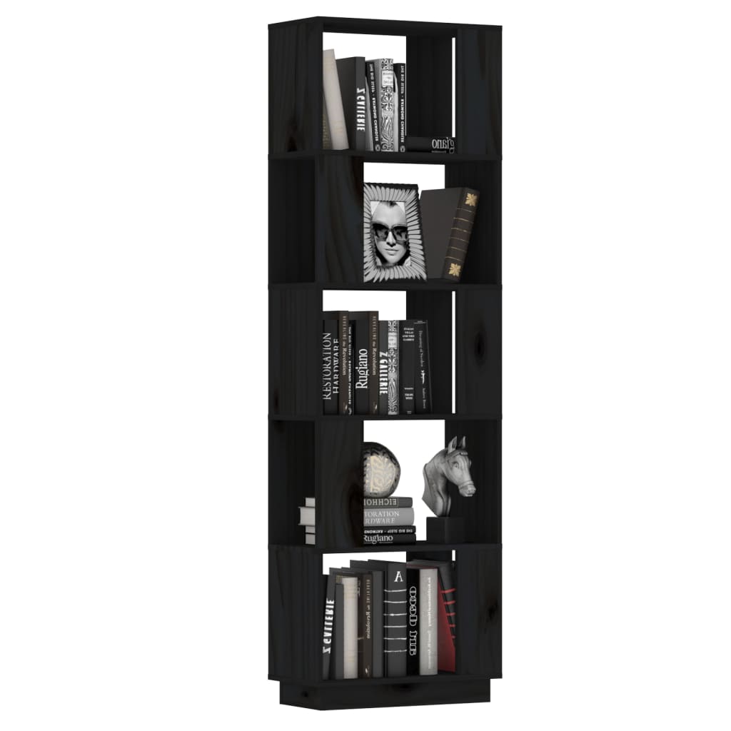 Boekenkast/Kamerscherm 51X25X163,5 Cm Massief Grenenhout Zwart