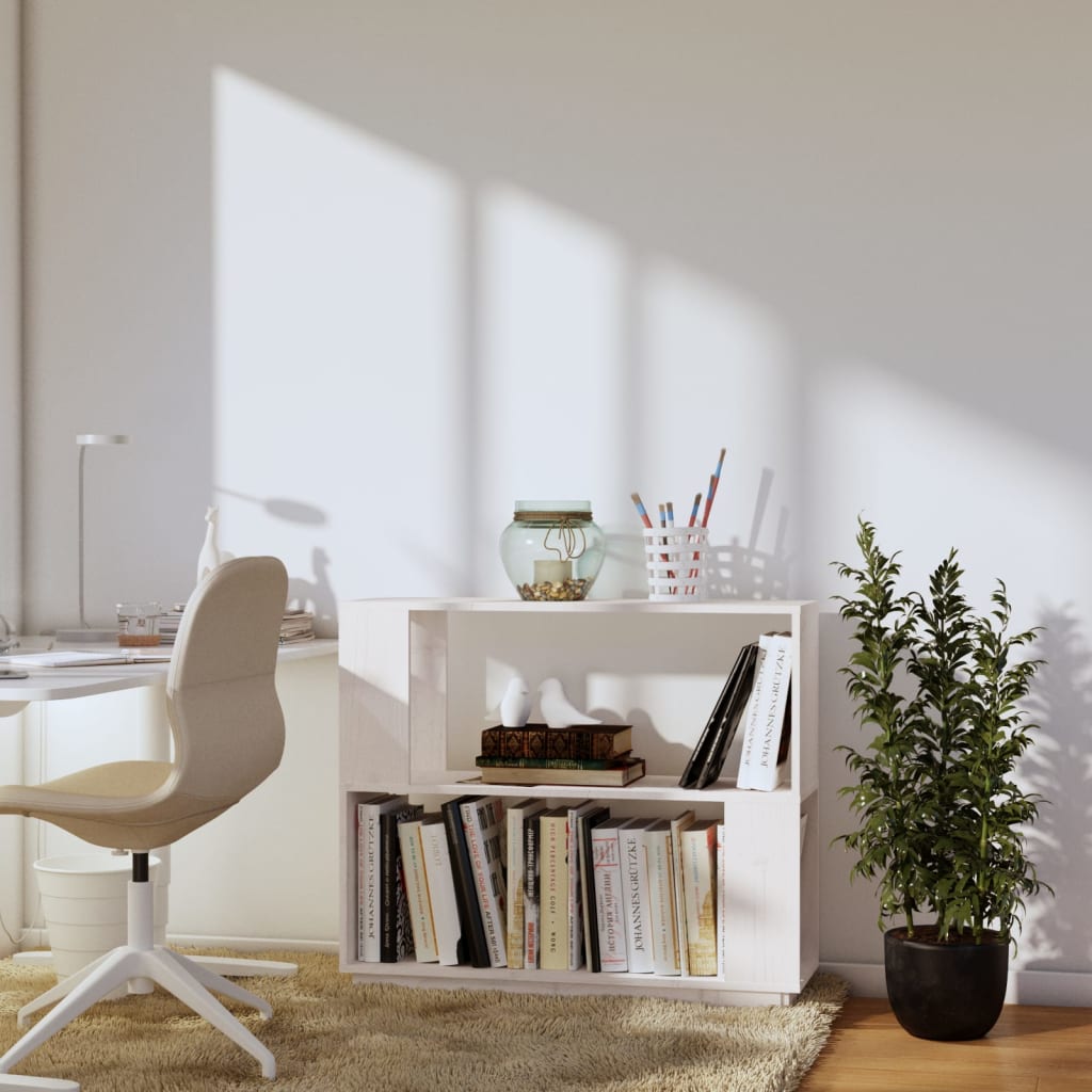 Boekenkast/Kamerscherm 80X25X70 Cm Massief Grenenhout Wit