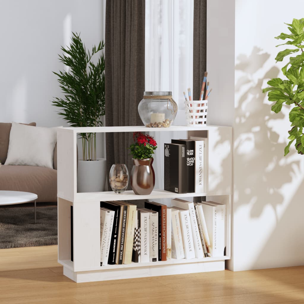 Boekenkast/Kamerscherm 80X25X70 Cm Massief Grenenhout Wit