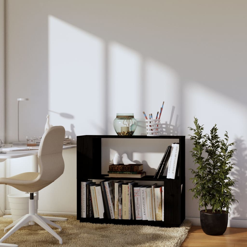 Boekenkast/Kamerscherm 80X25X70 Cm Massief Grenenhout Zwart