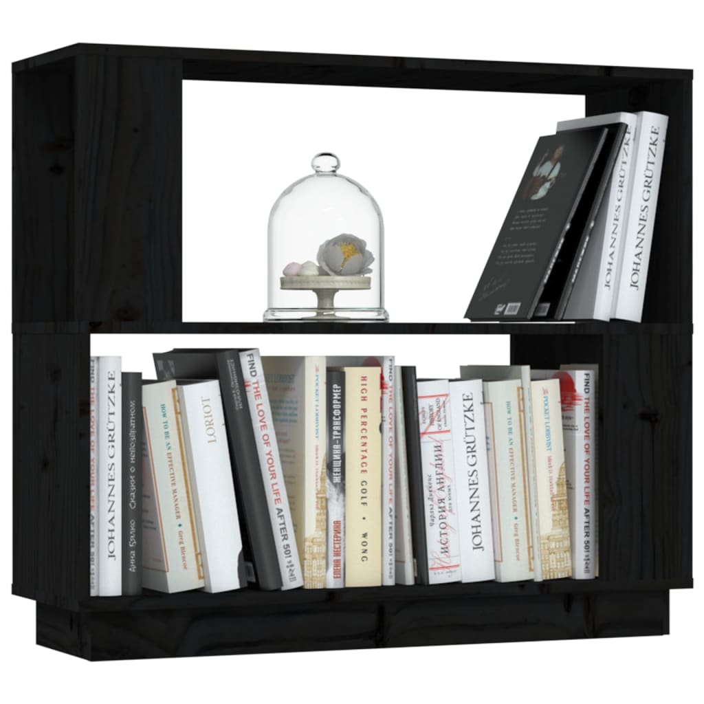 Boekenkast/Kamerscherm 80X25X70 Cm Massief Grenenhout Zwart