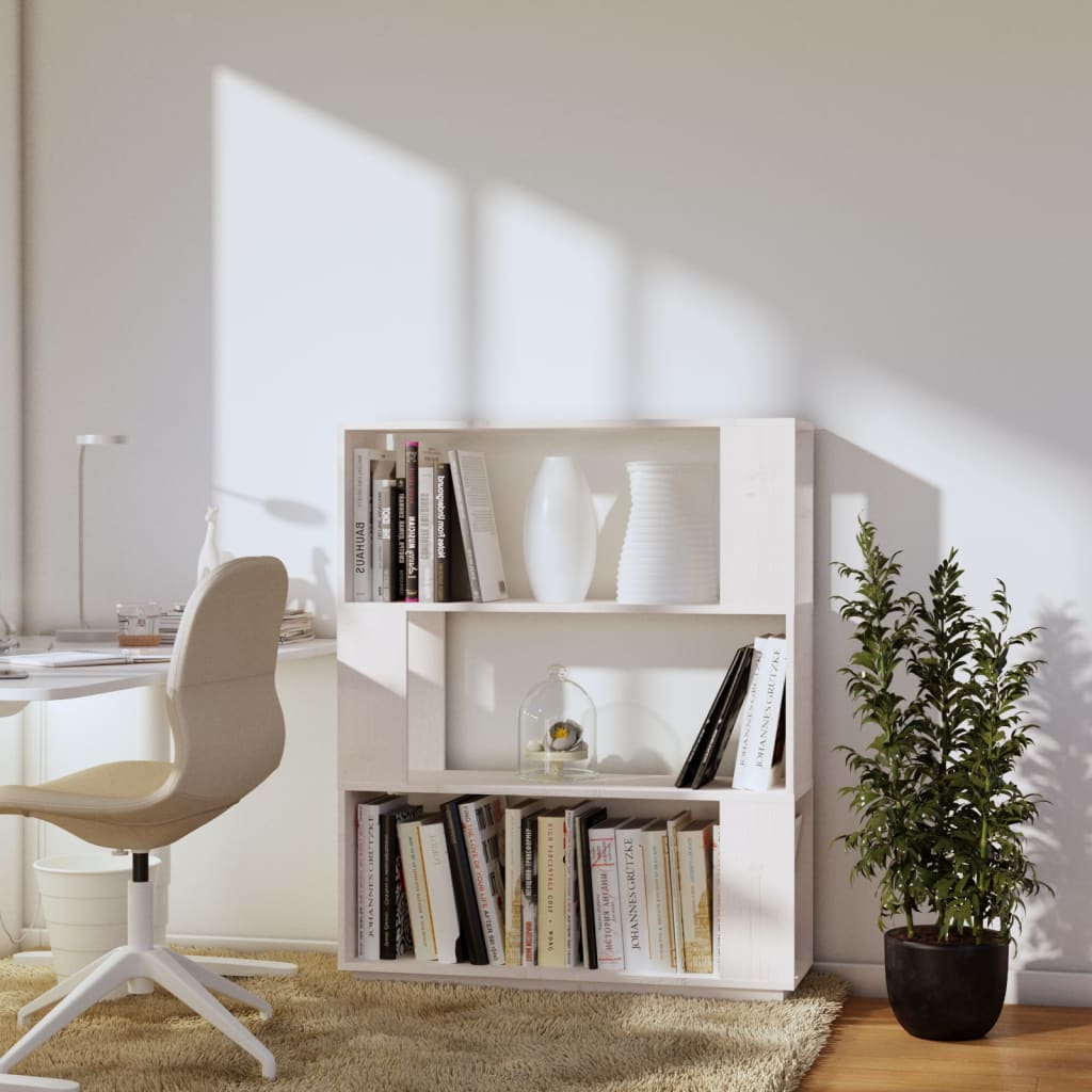 Boekenkast/Kamerscherm 80X25X101 Cm Massief Grenenhout Wit