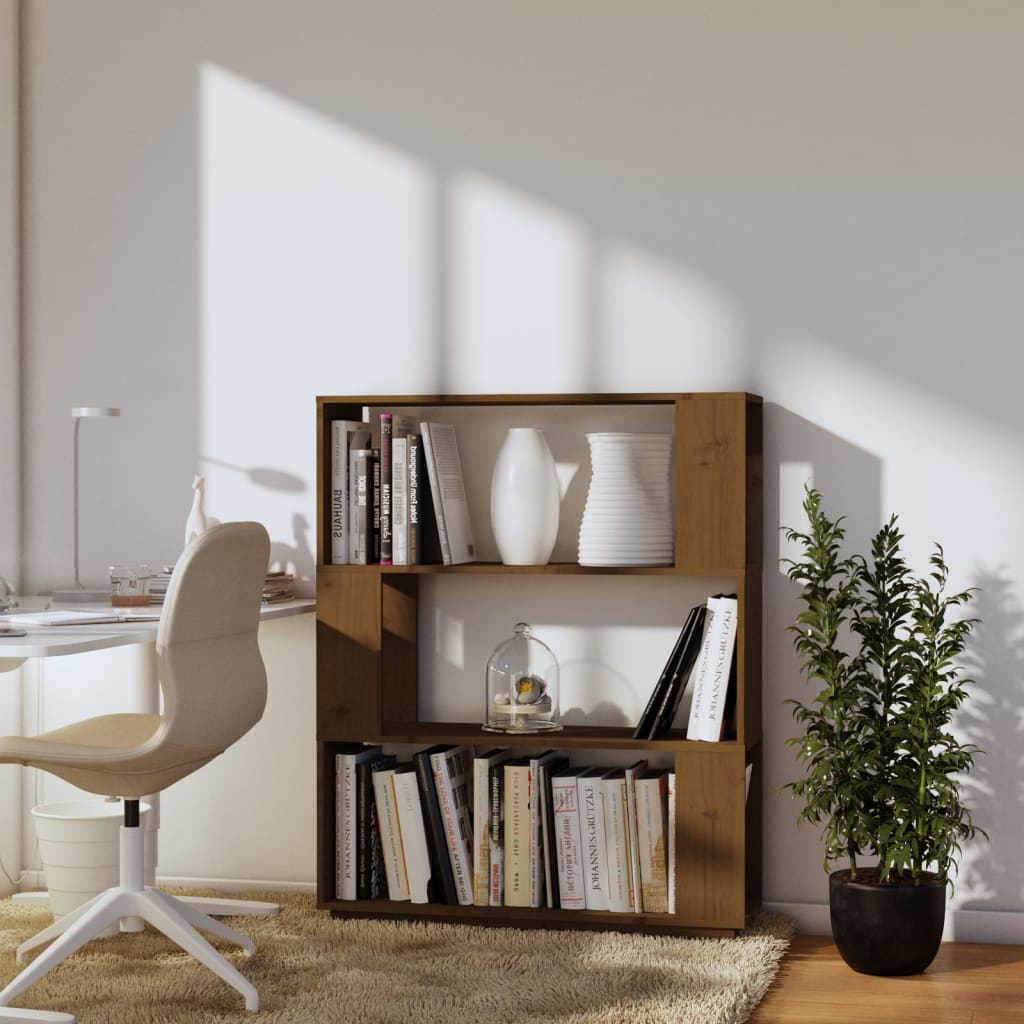 Boekenkast/Kamerscherm 80X25X101 Cm Massief Hout Honingbruin
