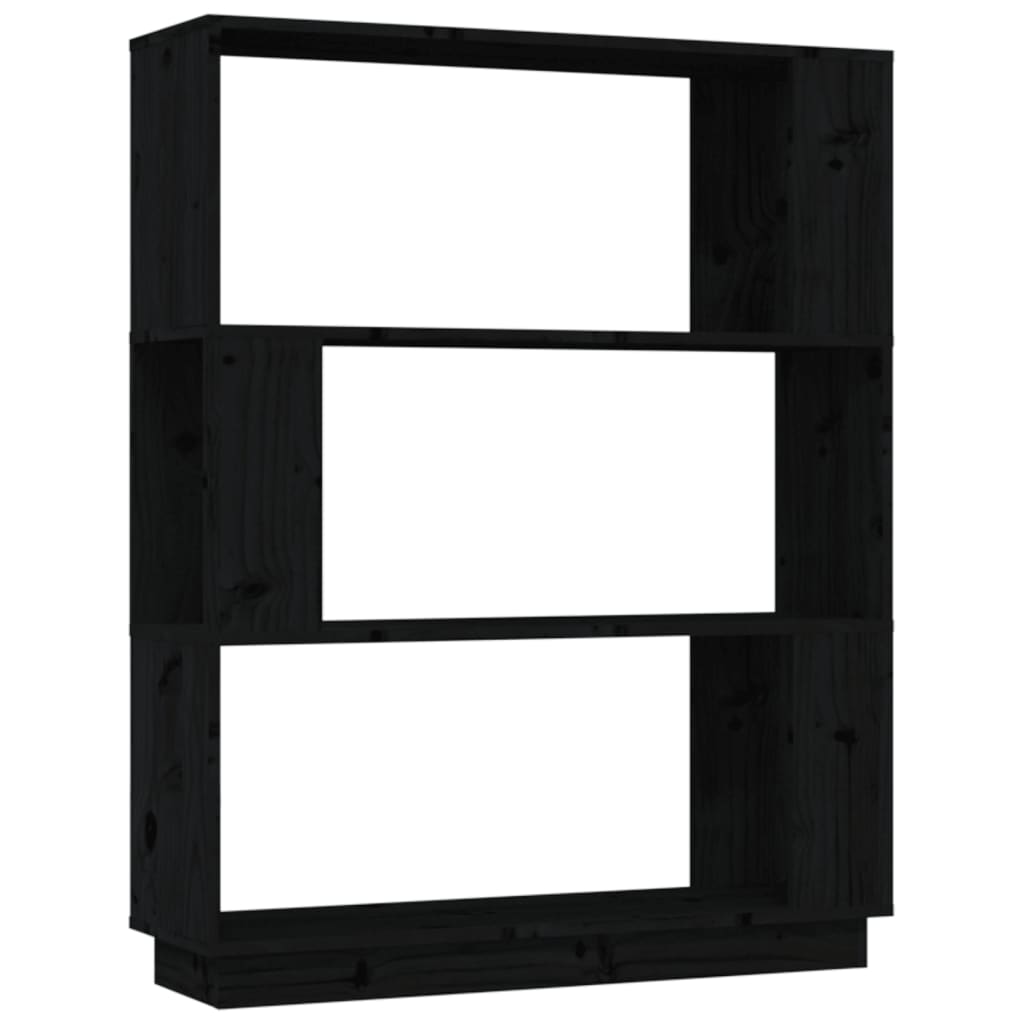 Boekenkast/Kamerscherm 80X25X101 Cm Massief Grenenhout Zwart