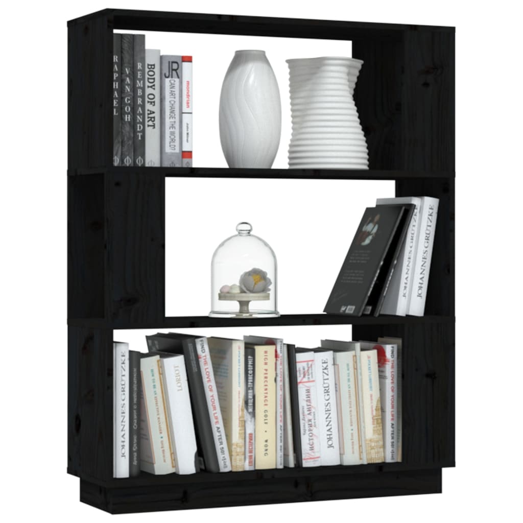 Boekenkast/Kamerscherm 80X25X101 Cm Massief Grenenhout Zwart