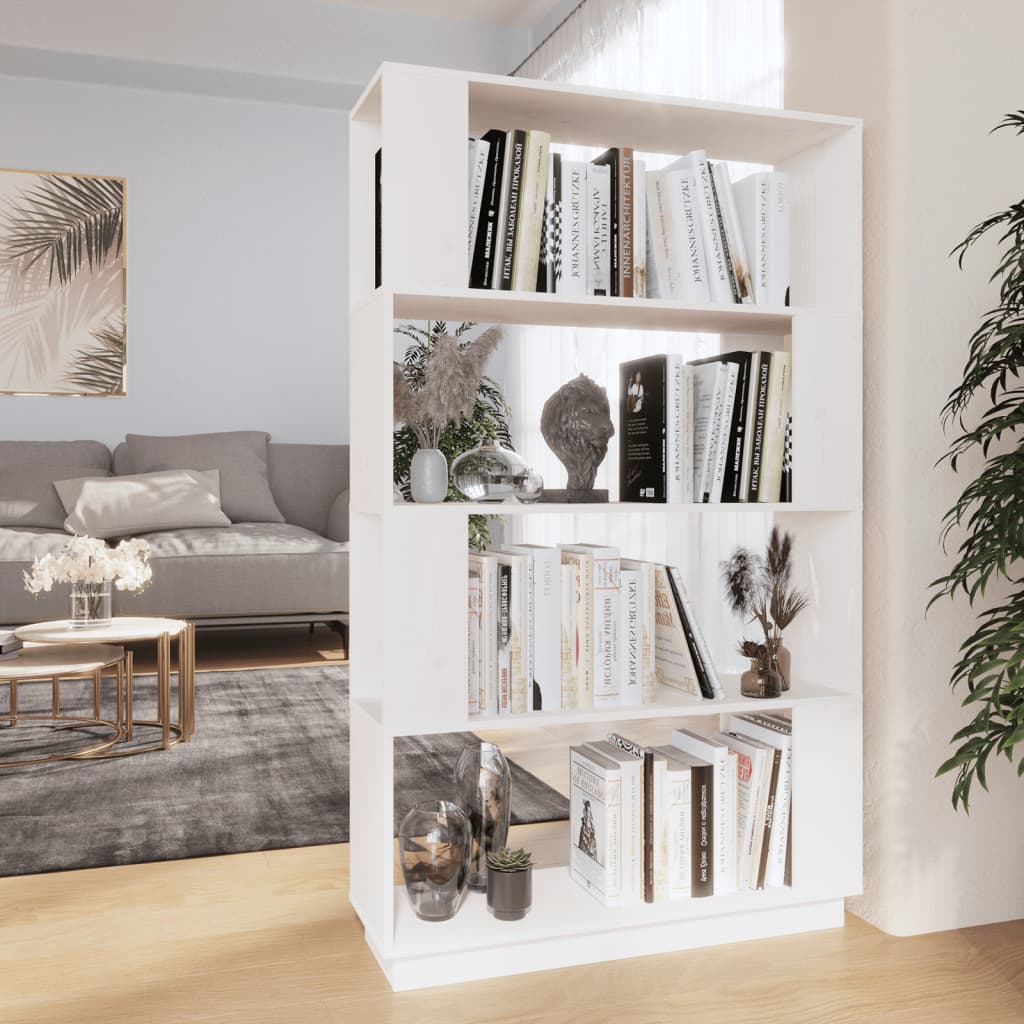 Boekenkast/Kamerscherm 80X25X132 Cm Massief Grenenhout Wit