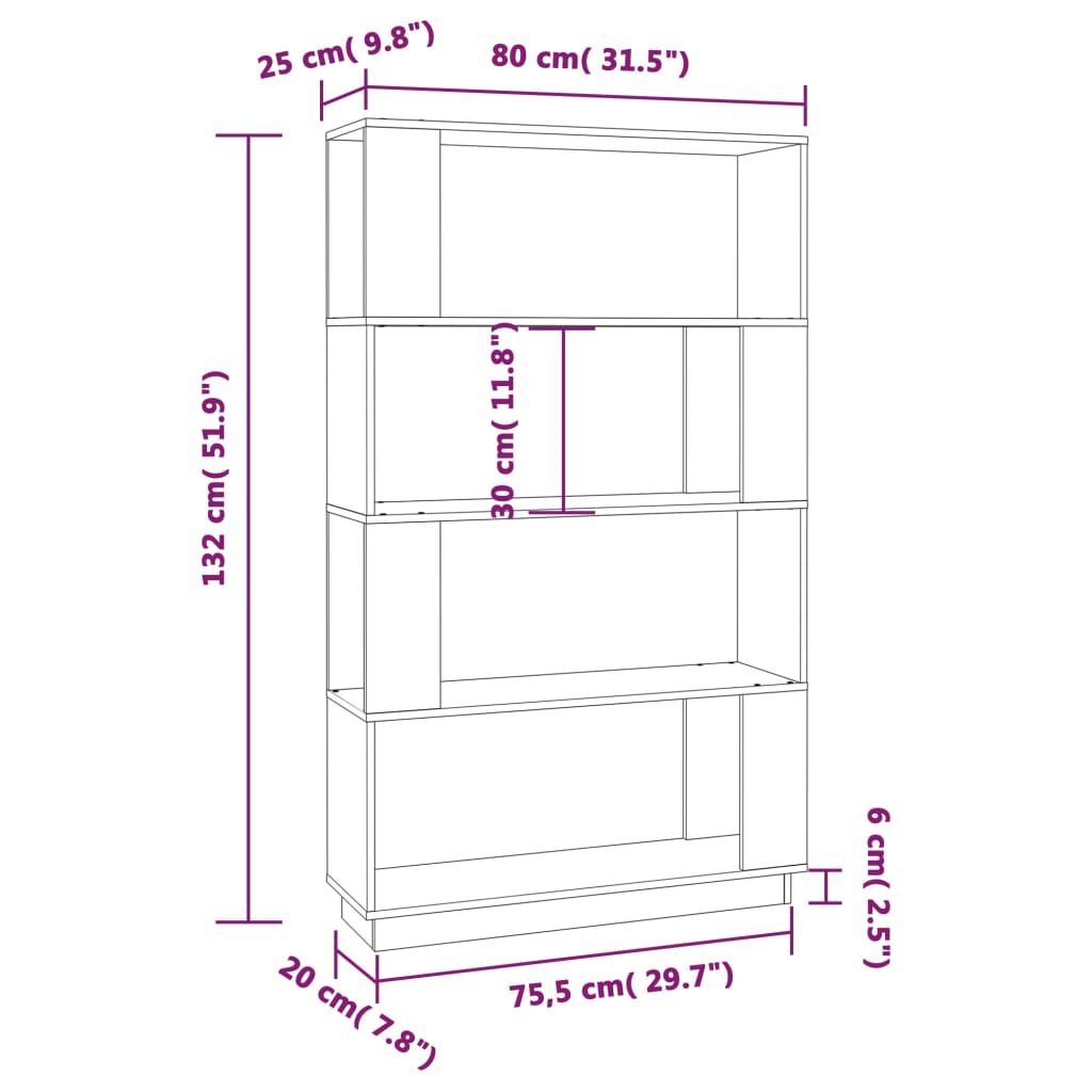 Boekenkast/Kamerscherm 80X25X132 Cm Massief Hout Honingbruin