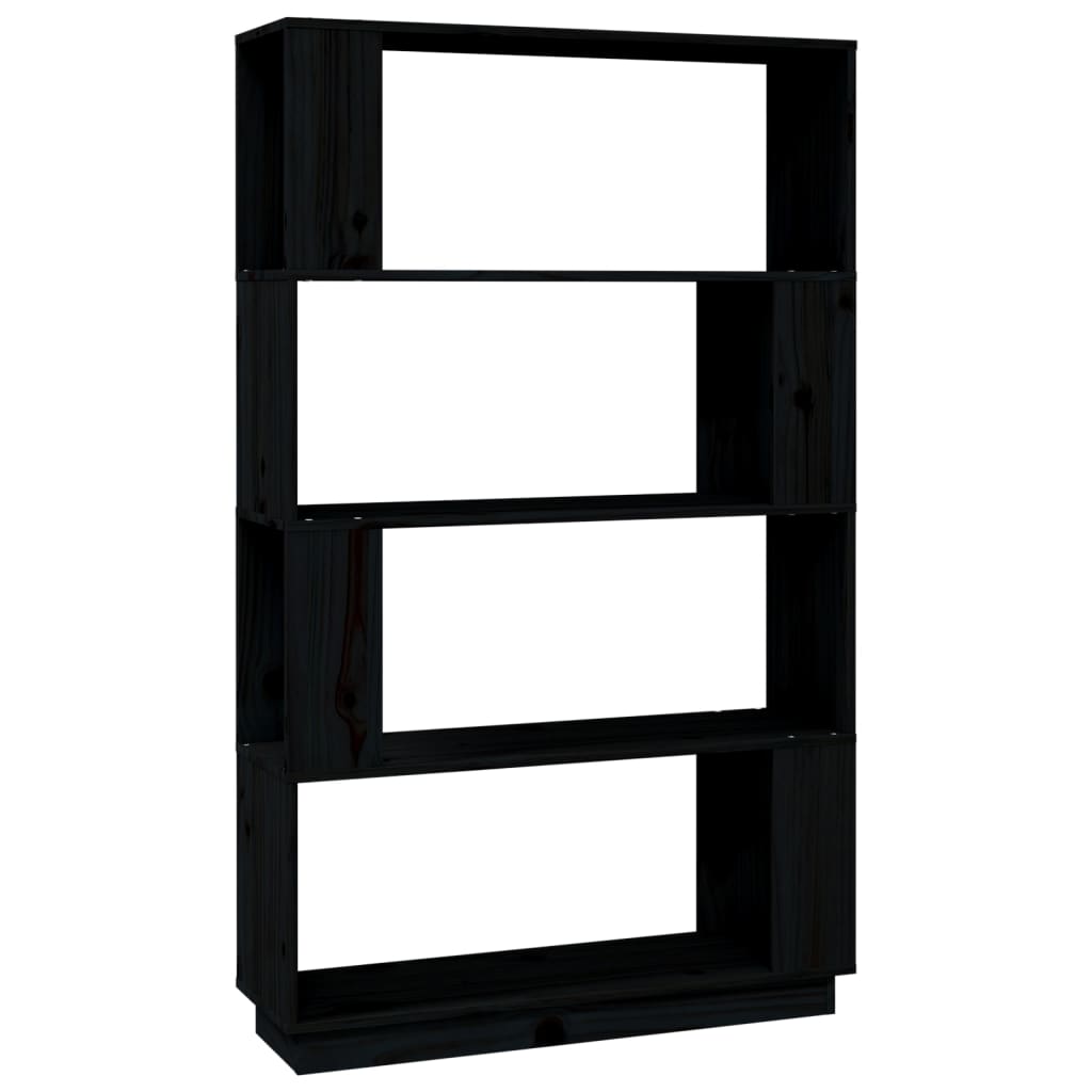 Boekenkast/Kamerscherm 80X25X132 Cm Massief Grenenhout Zwart