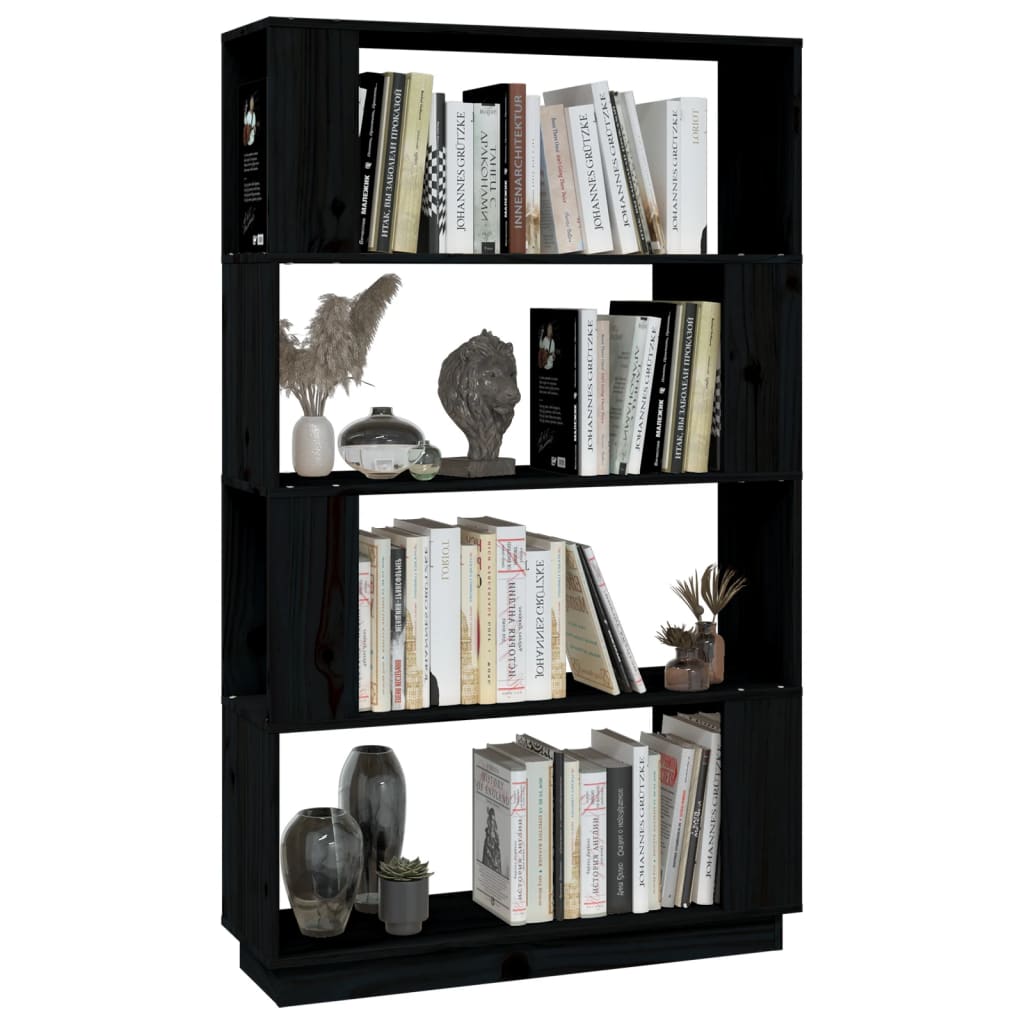 Boekenkast/Kamerscherm 80X25X132 Cm Massief Grenenhout Zwart