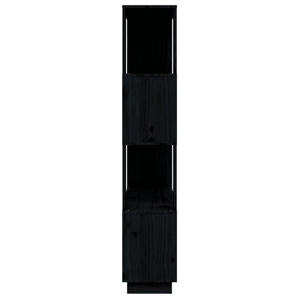 Boekenkast/Kamerscherm 80X25X132 Cm Massief Grenenhout Zwart