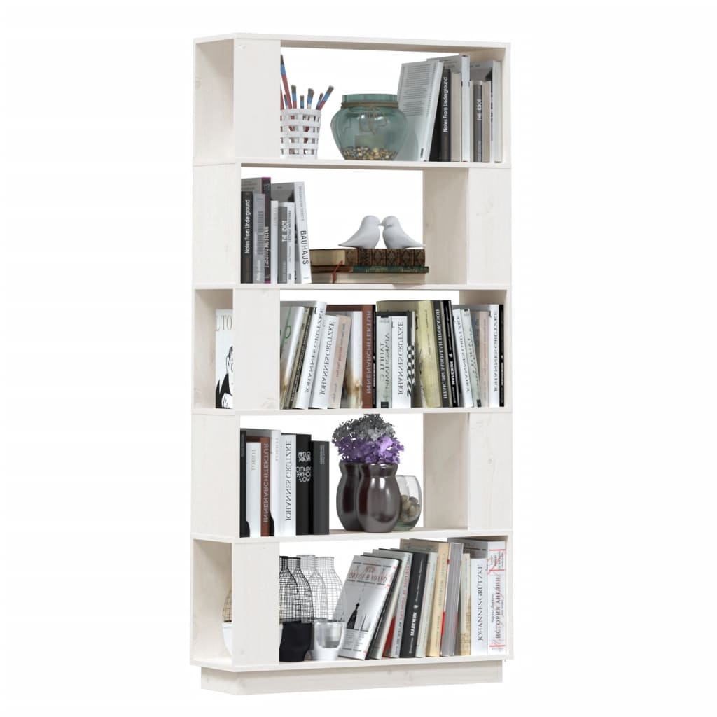 Boekenkast/Kamerscherm 80X25X163,5 Cm Massief Grenenhout Wit