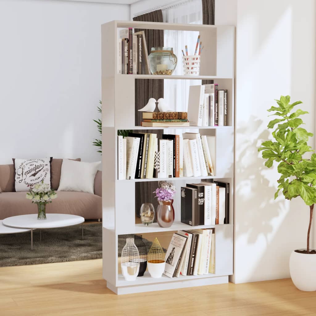 Boekenkast/Kamerscherm 80X25X163,5 Cm Massief Grenenhout Wit