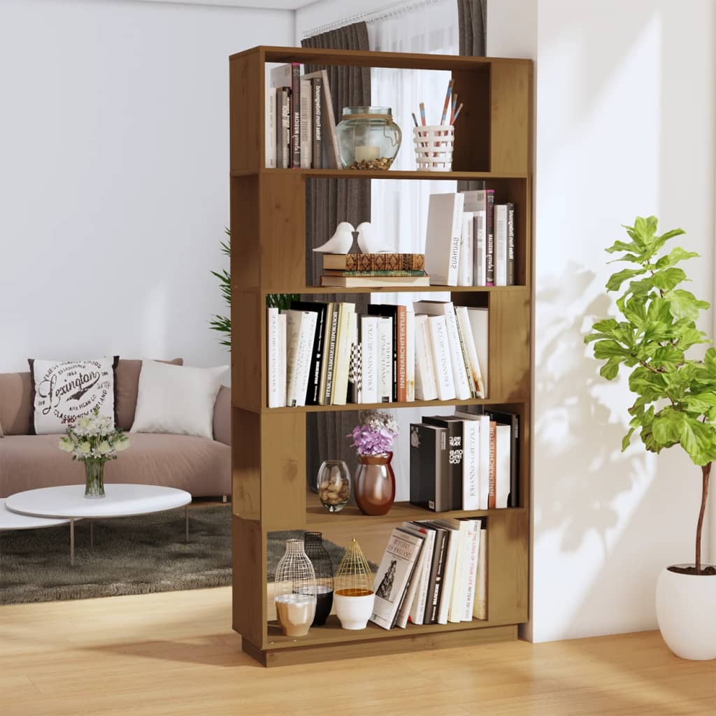Boekenkast/Kamerscherm 80X25X163,5 Cm Grenenhout Honingbruin