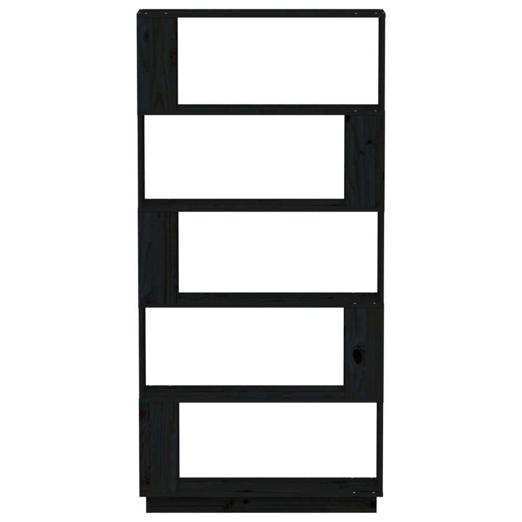 Boekenkast/Kamerscherm 80X25X163,5 Cm Massief Grenenhout Zwart