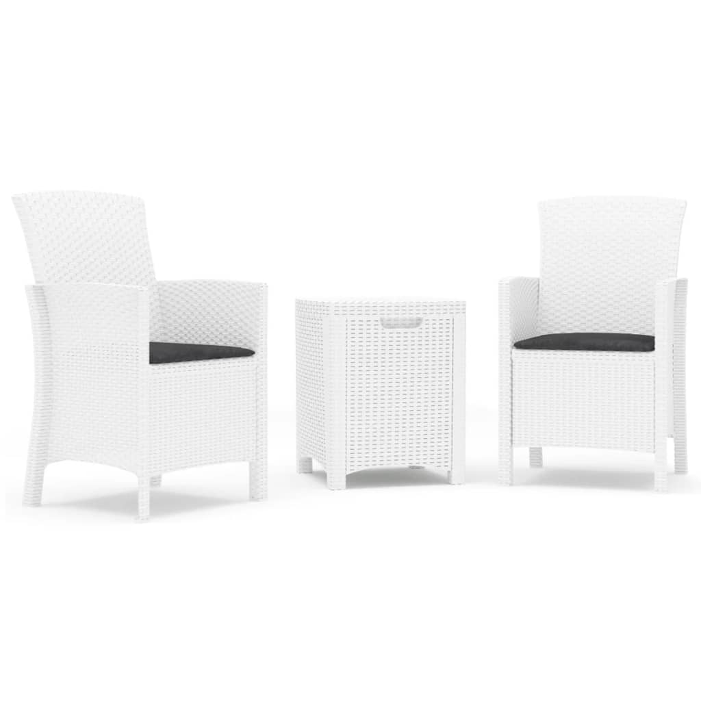3-Delige Loungeset Met Kussens Pp Rattan Wit