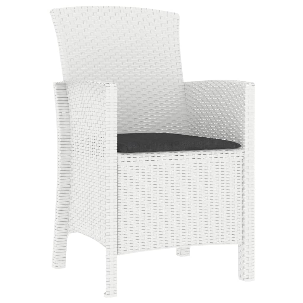 3-Delige Loungeset Met Kussens Pp Rattan Wit