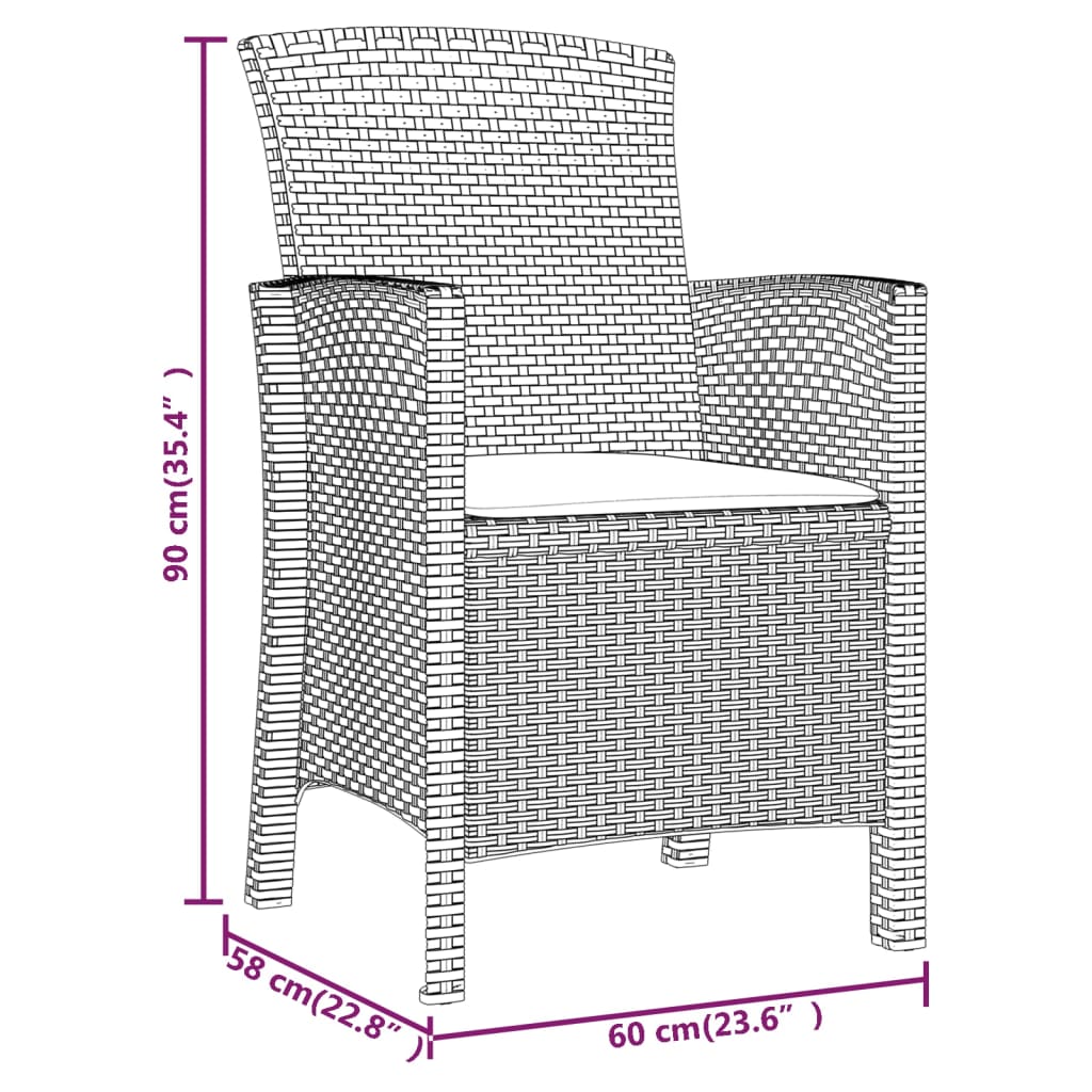 3-Delige Loungeset Met Kussens Pp Rattan Wit