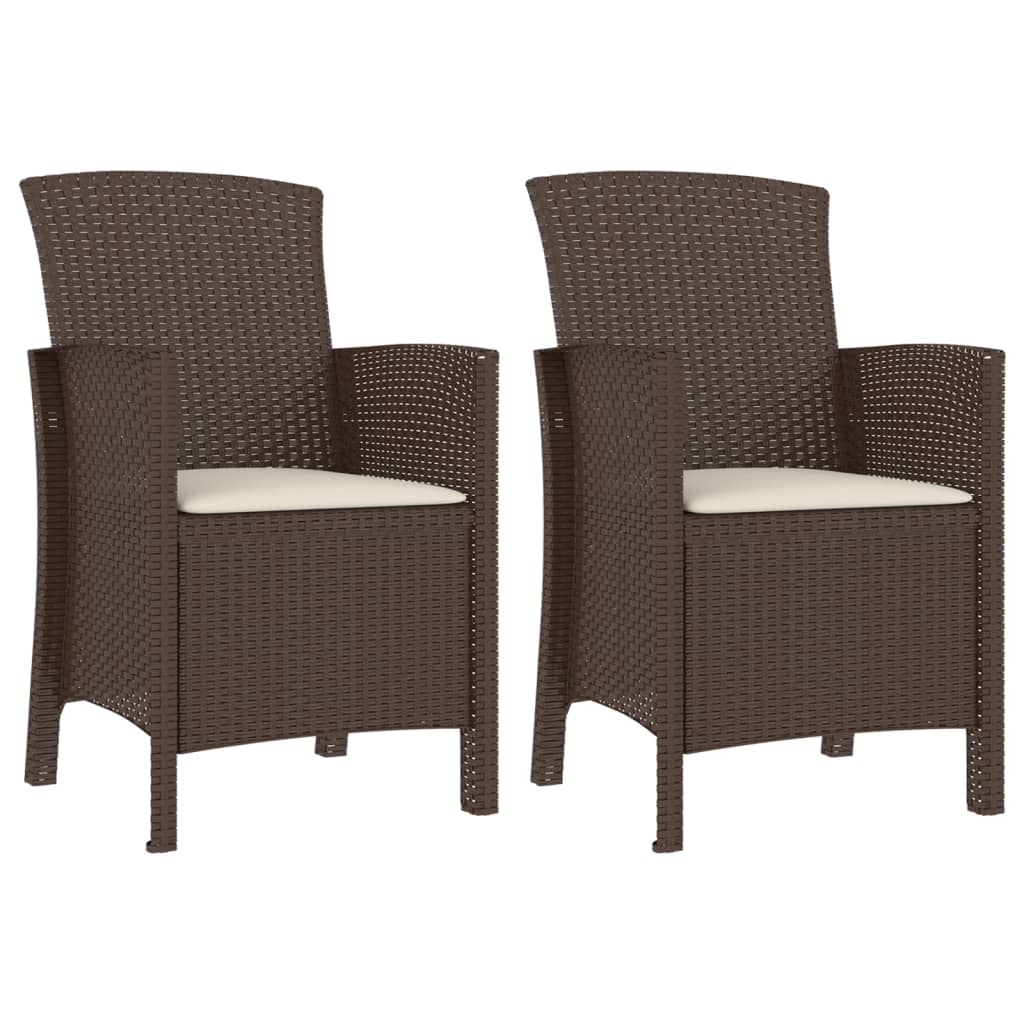 3-Delige Loungeset Met Kussens Pp-Rattan Bruin