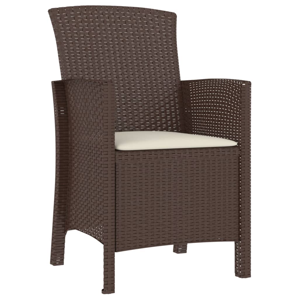 3-Delige Loungeset Met Kussens Pp-Rattan Bruin