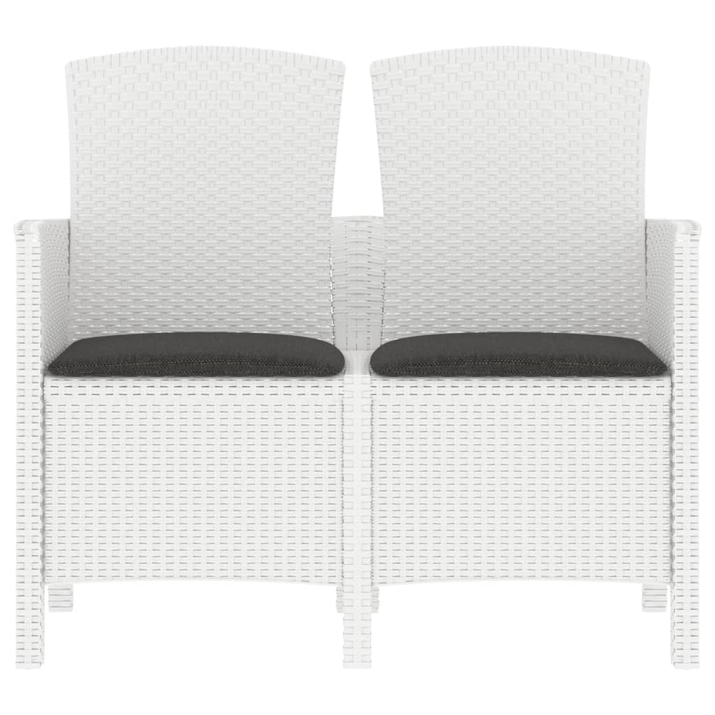 Tuinbank 2-Zits Met Kussens Pp Rattan Wit