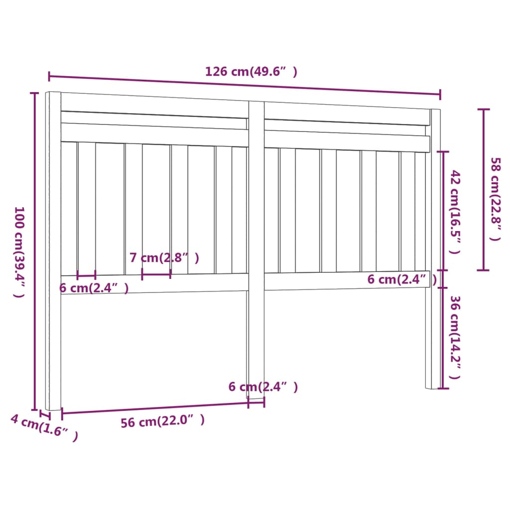 Hoofdbord 126X4X100 Cm Massief Grenenhout Honingbruin