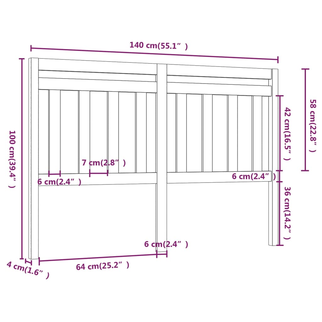 Hoofdbord 140X4X100 Cm Massief Grenenhout Honingbruin