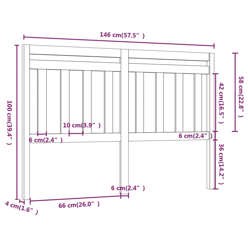 Hoofdbord 146X4X100 Cm Massief Grenenhout