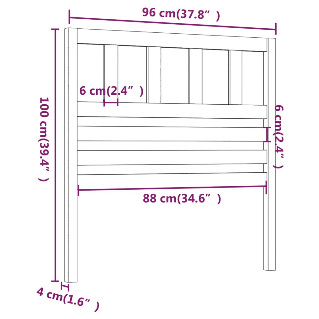 Hoofdbord 96X4X100 Cm Massief Grenenhout