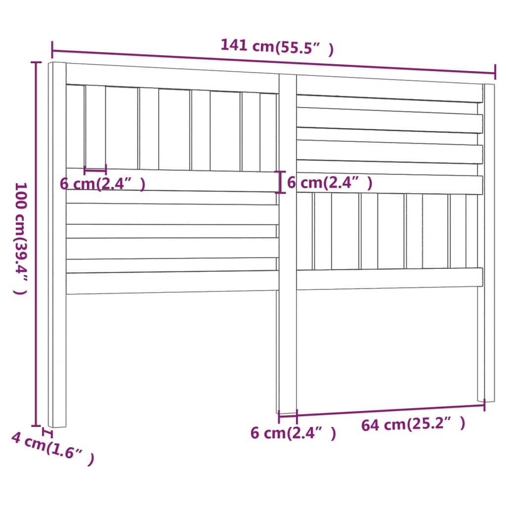 Hoofdbord 141X4X100 Cm Massief Grenenhout