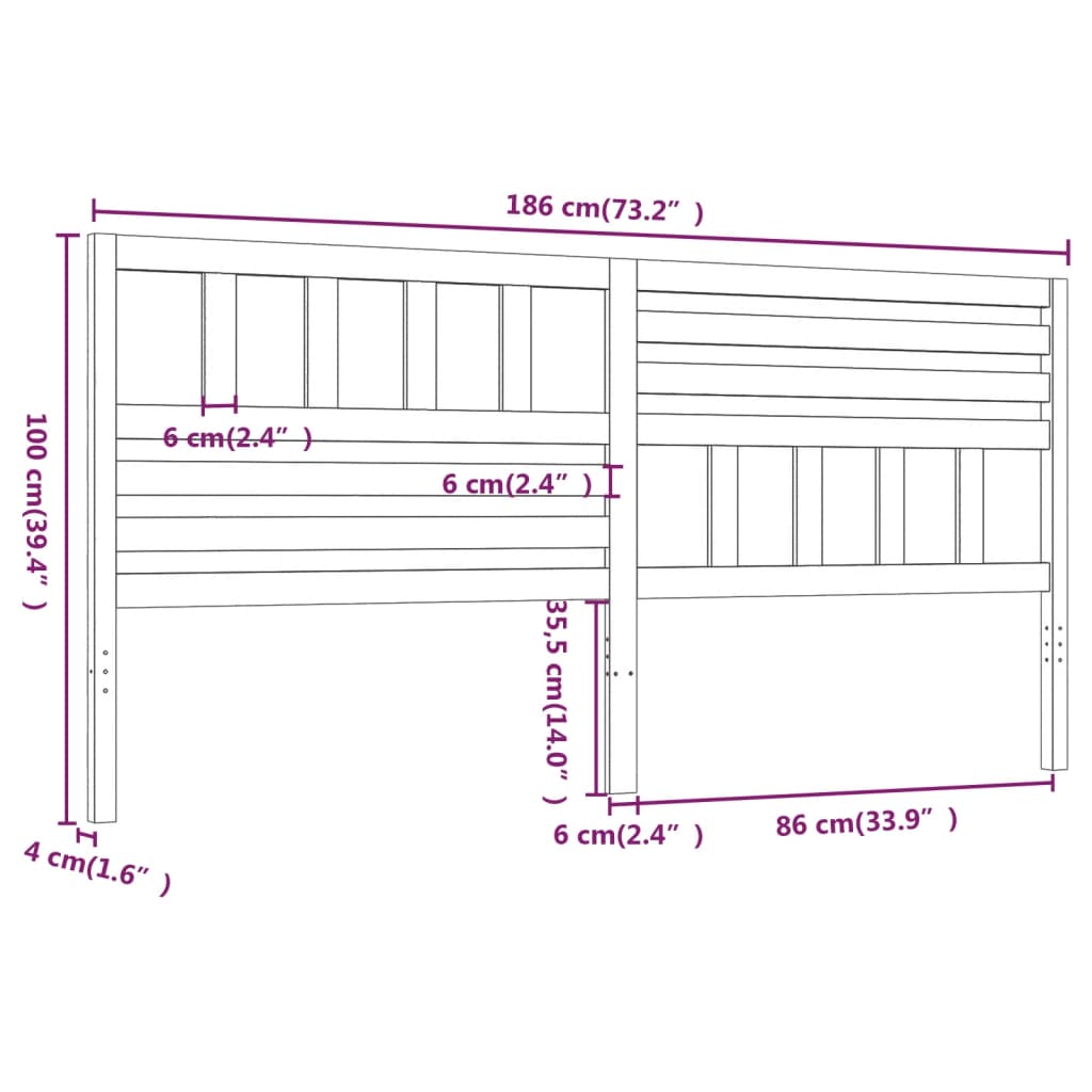 Hoofdbord 186X4X100 Cm Massief Grenenhout Honingbruin