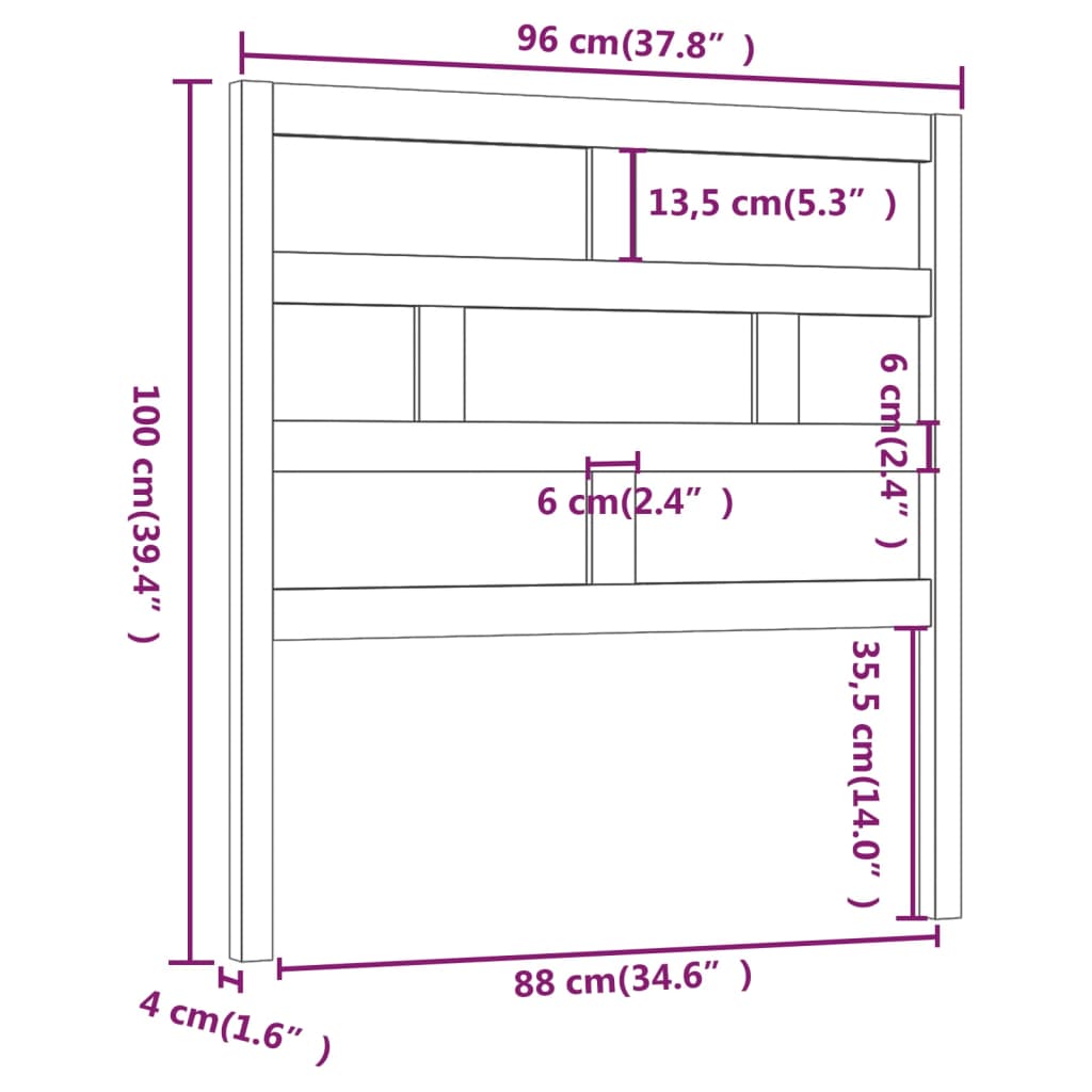 Hoofdbord 96X4X100 Cm Massief Grenenhout Wit