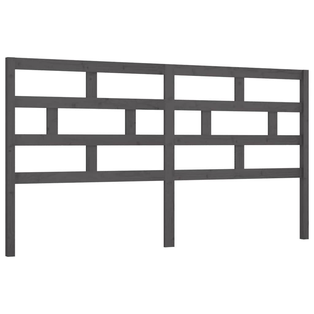 Hoofdbord 186X4X100 Cm Massief Grenenhout Grijs