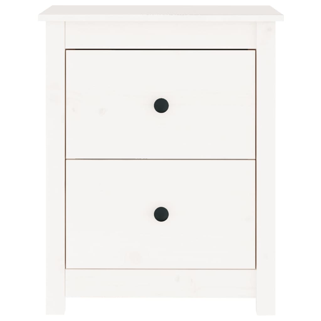 Nachtkastje 50X35X61,5 Cm Massief Grenenhout Wit