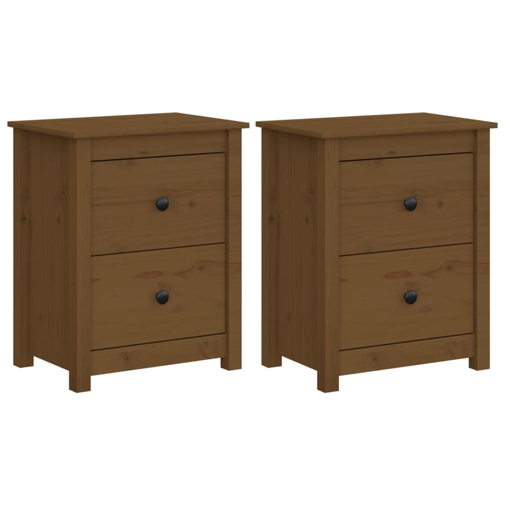 Nachtkastjes 2 St 50X35X61,5 Cm Massief Grenenhout Honingbruin