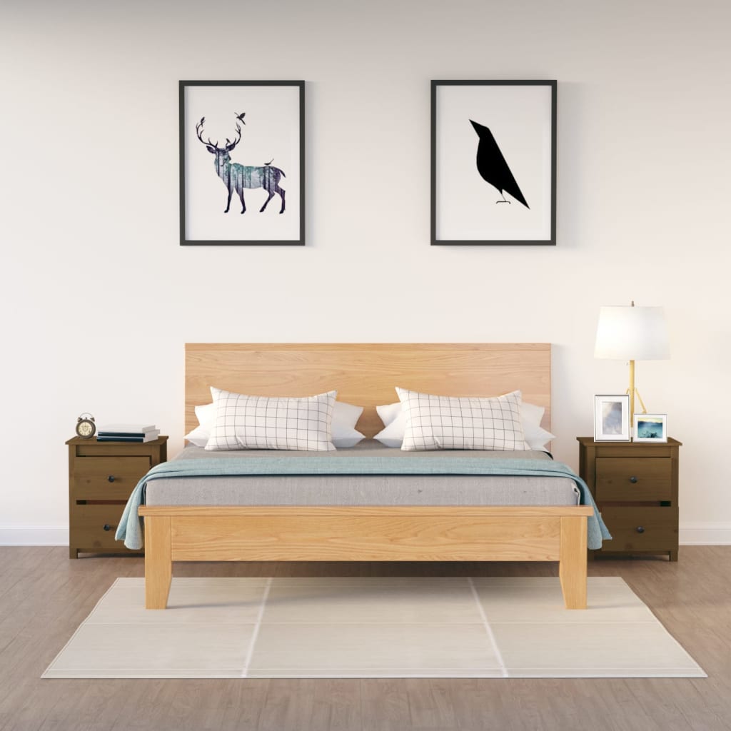Nachtkastjes 2 St 50X35X61,5 Cm Massief Grenenhout Honingbruin