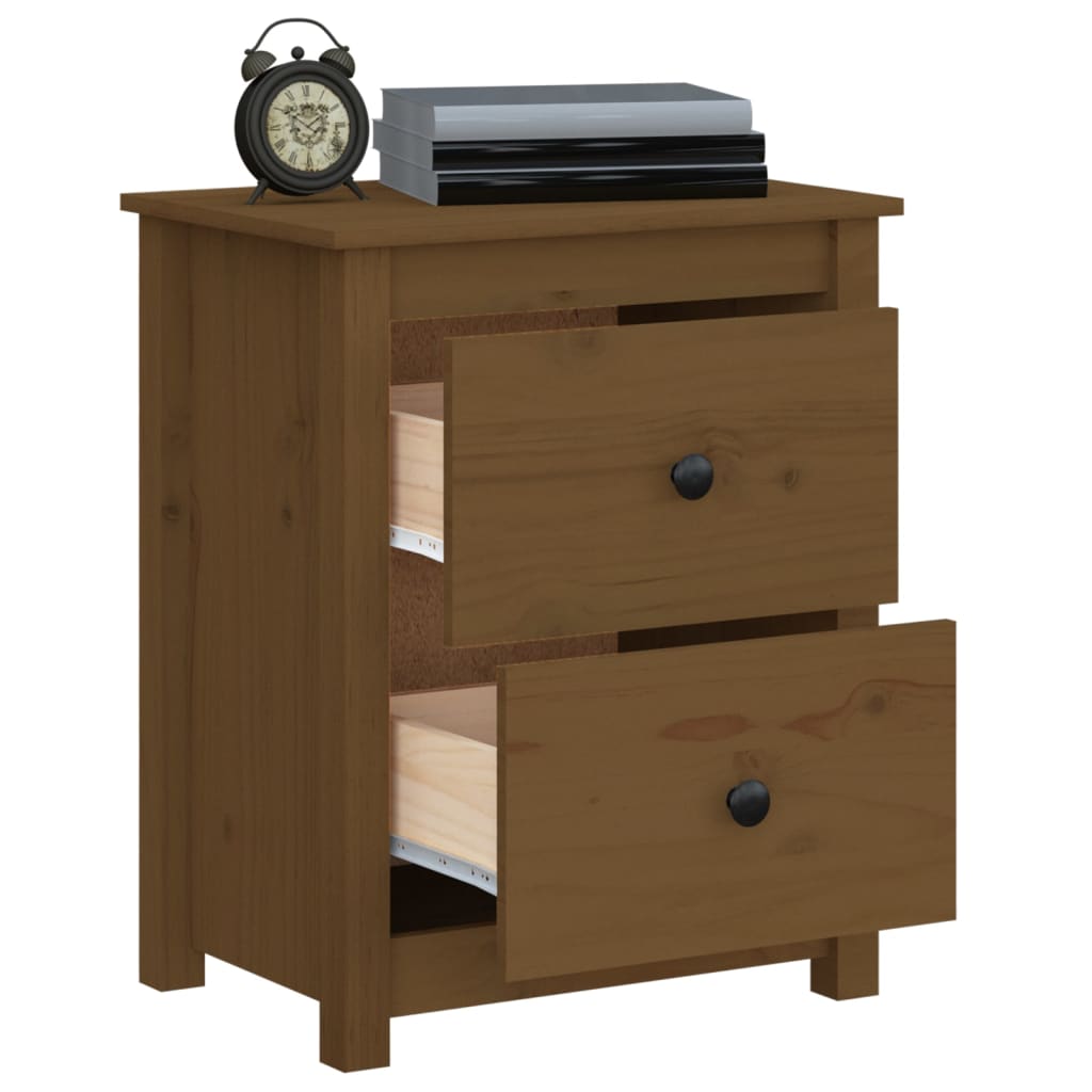 Nachtkastjes 2 St 50X35X61,5 Cm Massief Grenenhout Honingbruin