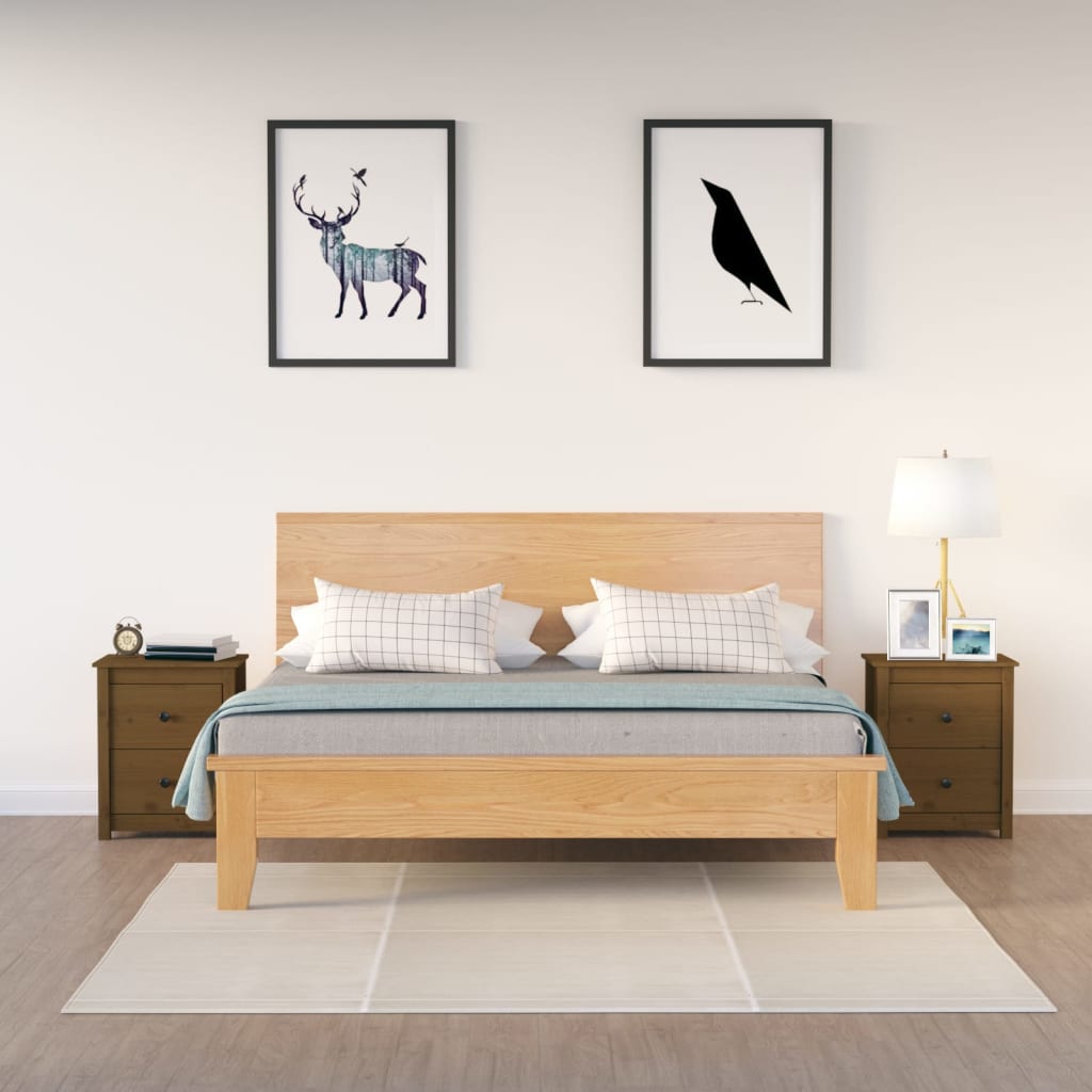 Nachtkastjes 2 St 50X35X61,5 Cm Massief Grenenhout Honingbruin