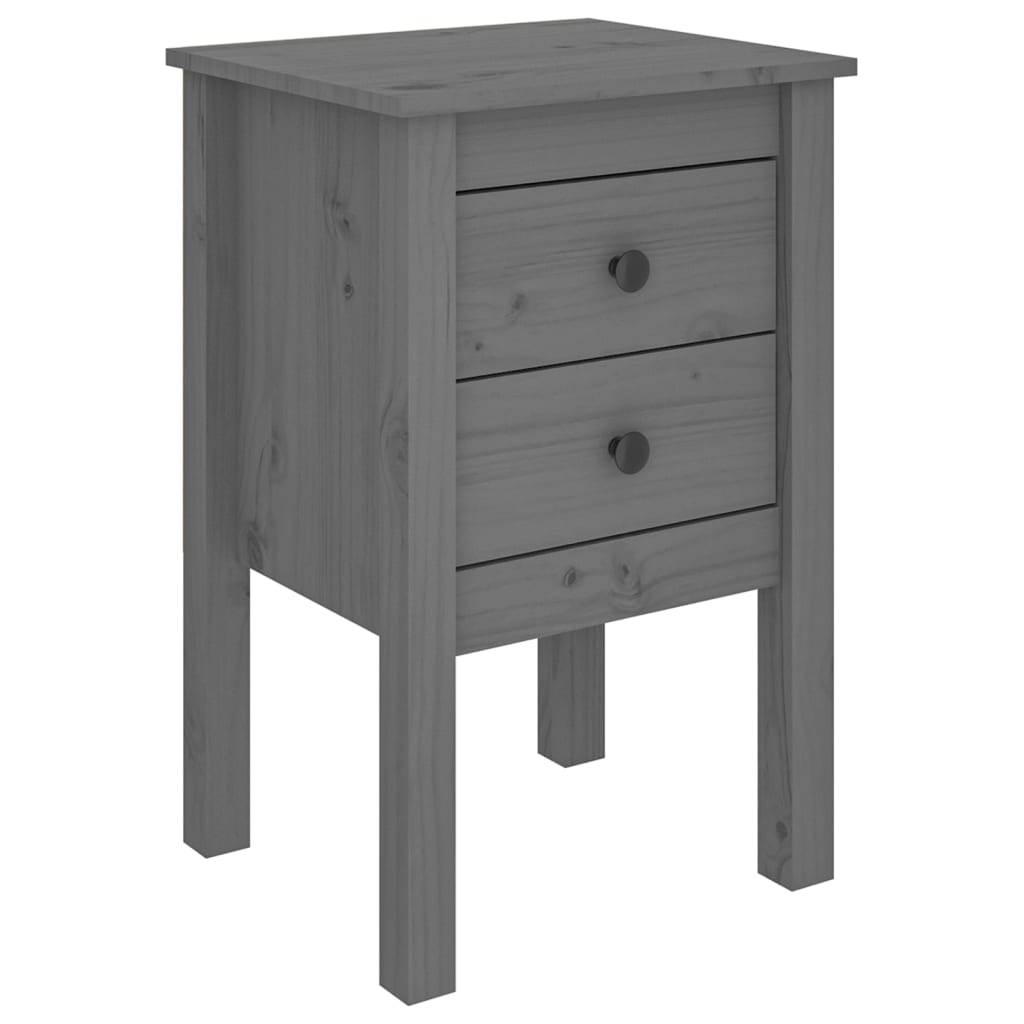 Nachtkastje 40X35X61,5 Cm Massief Grenenhout Grijs