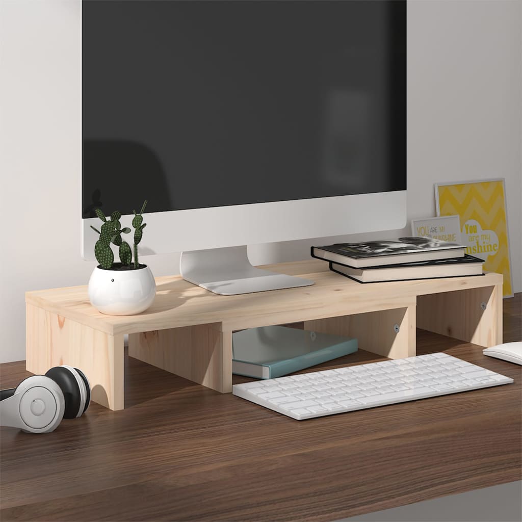 Monitorstandaard 60X24X10,5 Cm Massief Grenenhout