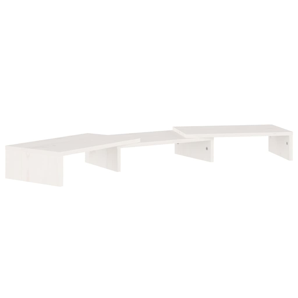 Monitorstandaard 80X24X10,5 Cm Massief Grenenhout Wit
