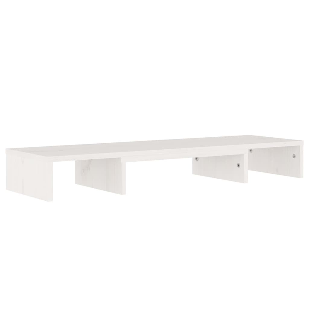 Monitorstandaard 80X24X10,5 Cm Massief Grenenhout Wit
