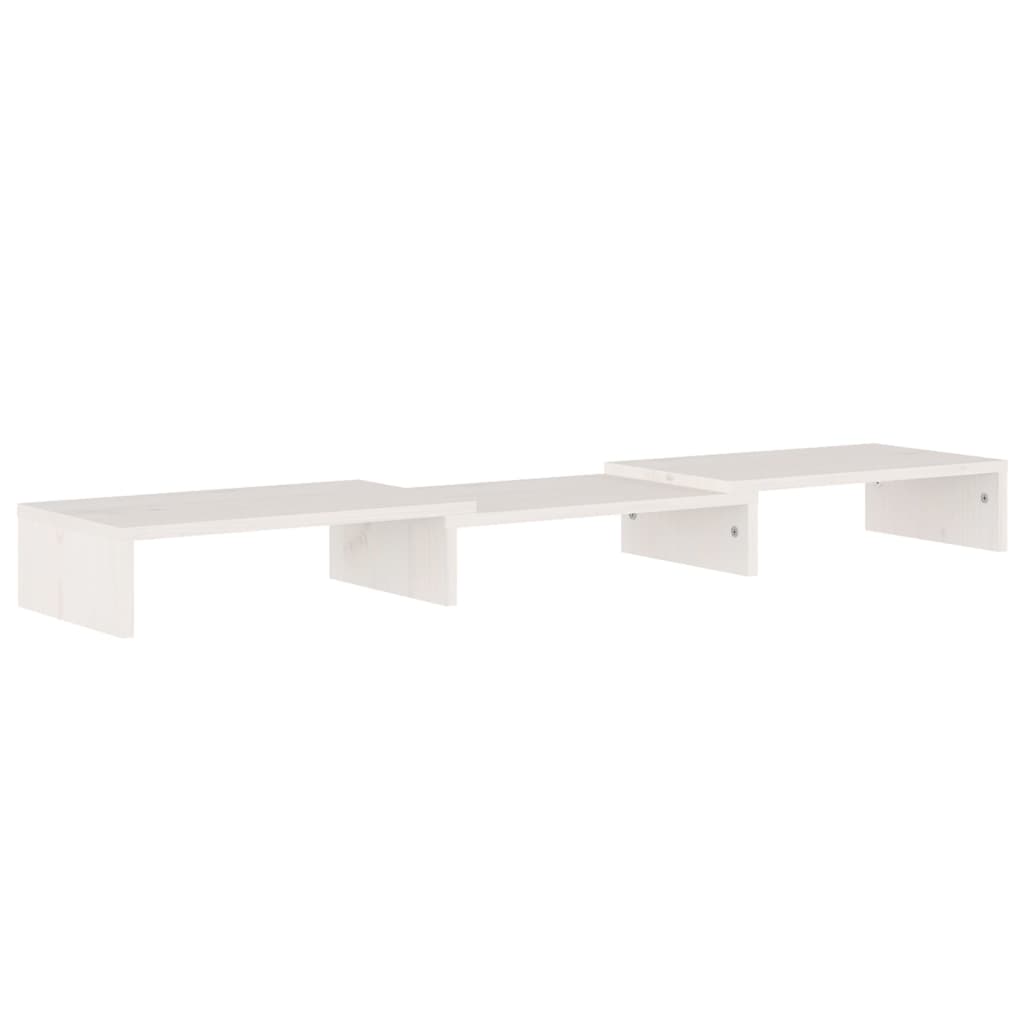 Monitorstandaard 80X24X10,5 Cm Massief Grenenhout Wit