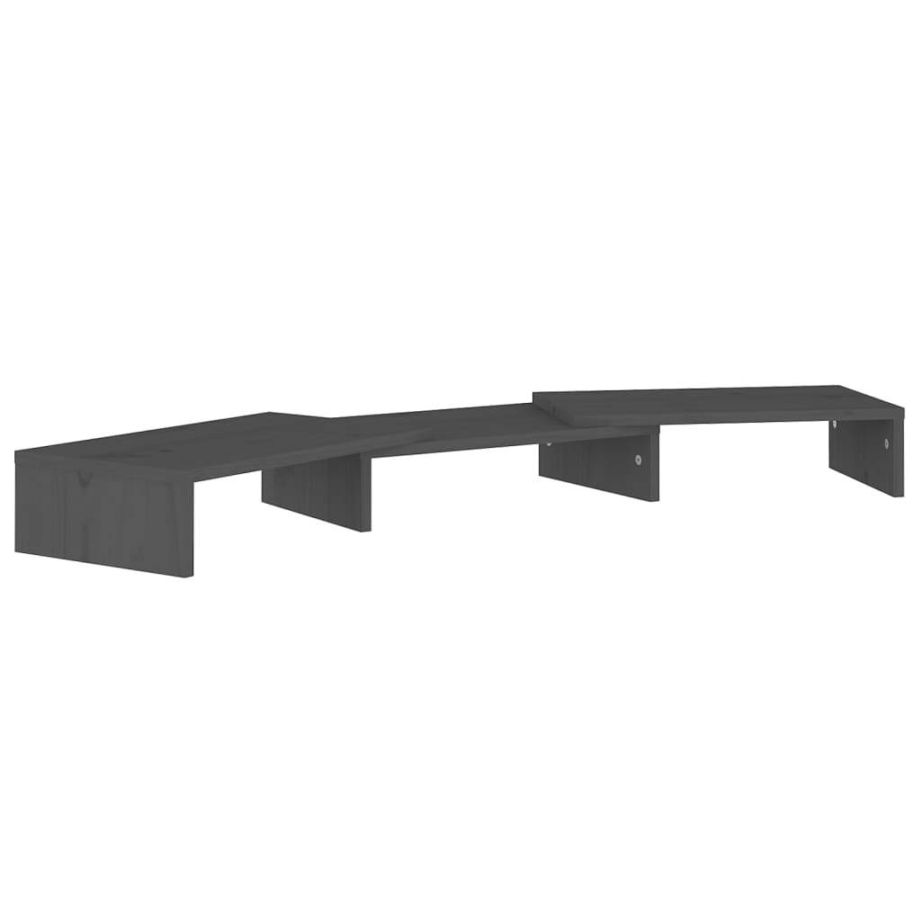 Monitorstandaard 80X24X10,5 Cm Massief Grenenhout Grijs