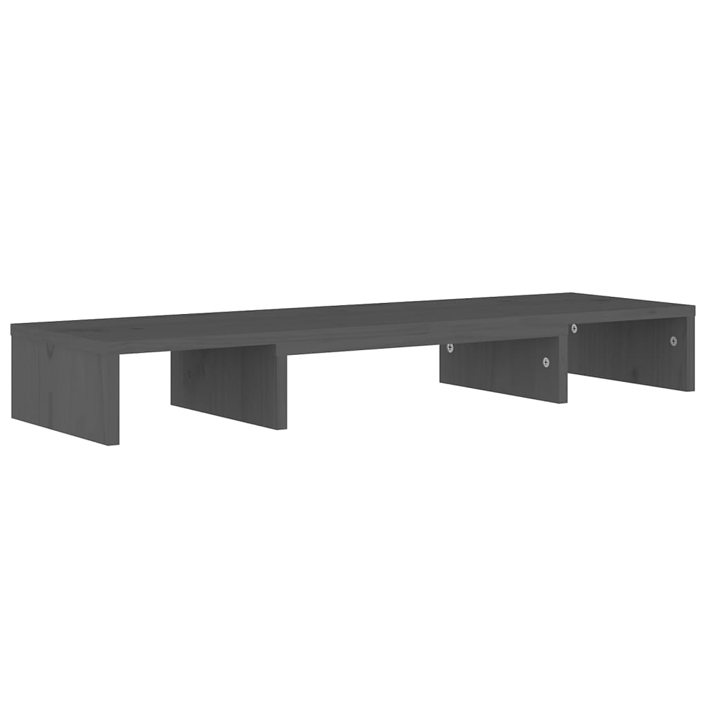 Monitorstandaard 80X24X10,5 Cm Massief Grenenhout Grijs