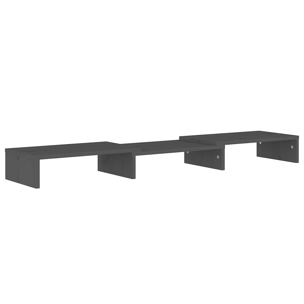 Monitorstandaard 80X24X10,5 Cm Massief Grenenhout Grijs