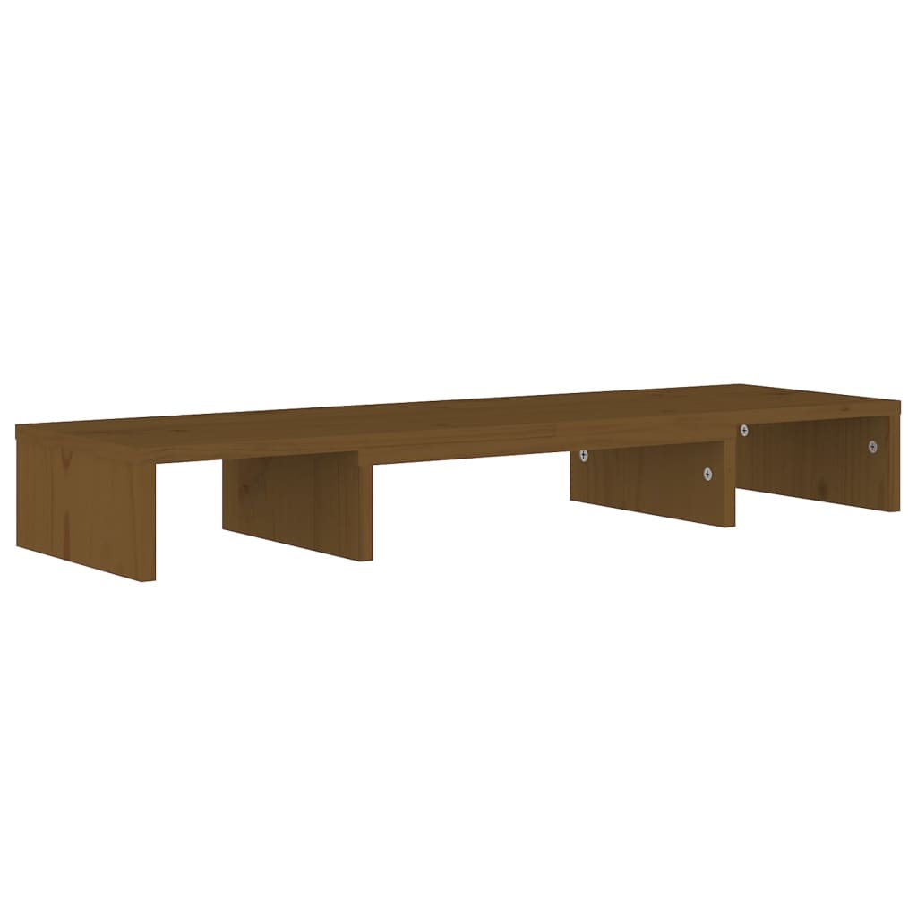Monitorstandaard 80X24X10,5 Cm Massief Grenenhout Honingbruin