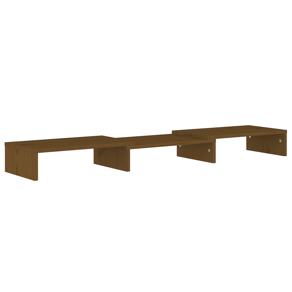 Monitorstandaard 80X24X10,5 Cm Massief Grenenhout Honingbruin